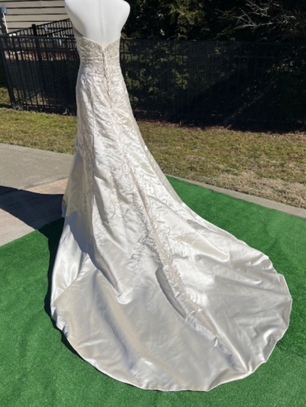 NWT Maggio Sotterio Strapless Satin Gown – Champagne & Pewter – Size 10 - Picture 9 of 16